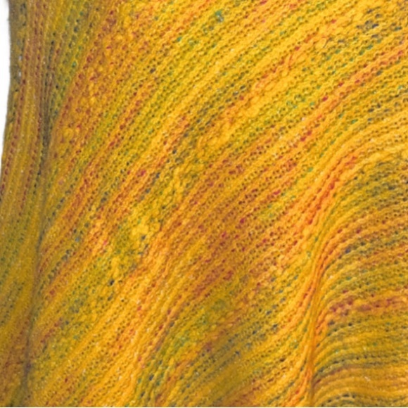 LAST- Mustard Yelliw & Multi Theeaded Fringe Pull Over Poncho - Picture 10 of 10